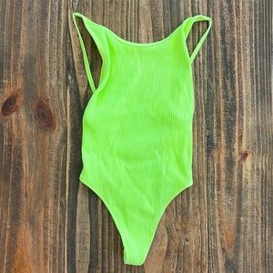 Aritzia Tna. 90’s Cozumel bodysuit. Neon green. Thong bottom. Size XS.